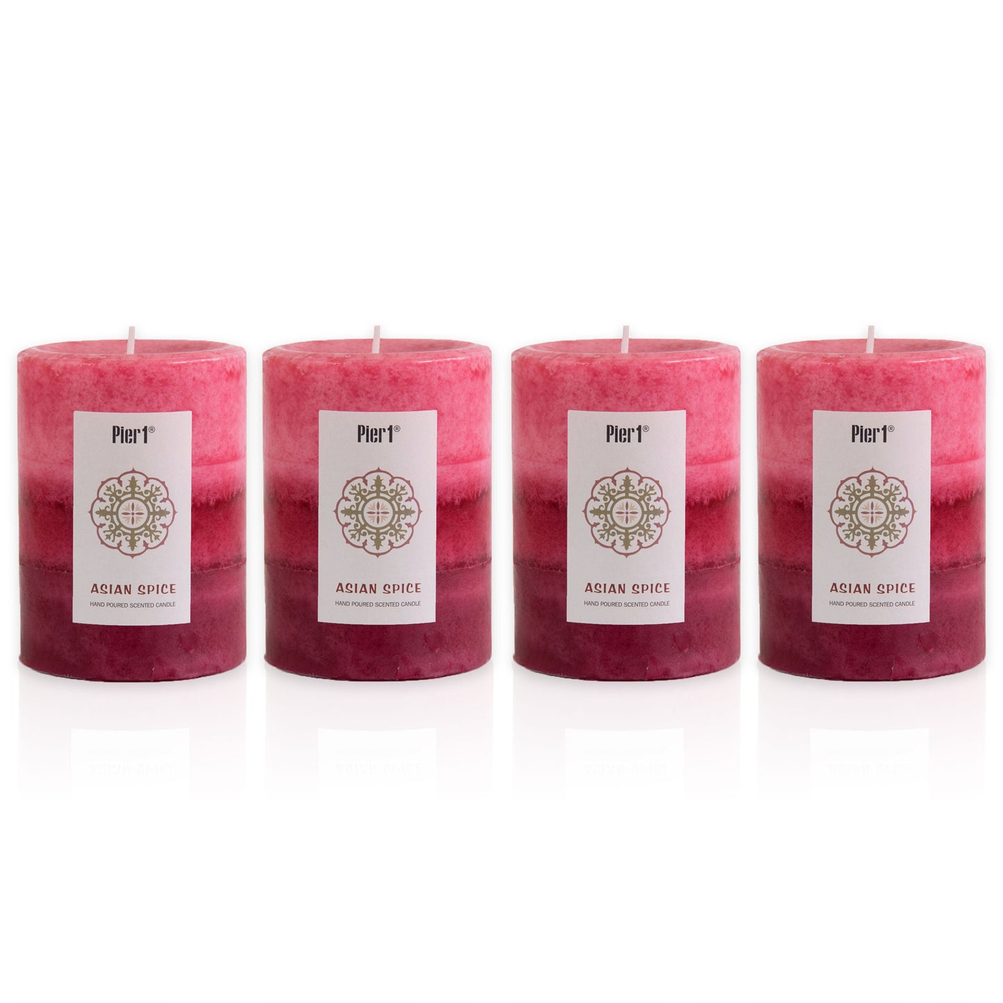 Pier 1 Asian Spice 3x4 Layered Set of 4 Pillar Candles