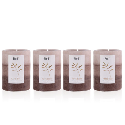 Pier 1 Amber Musk 3x4 Layered Set of 4 Pillar Candles