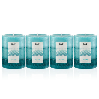 Pier 1 Oceans Layered Pillar Set of 4 Candles