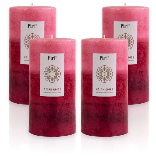 Pier 1 Asian Spice 3x6 Layered Set of 4 Pillar Candles